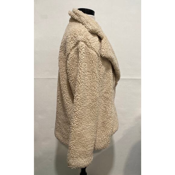 Zeagoo Beige Faux Sherpa‎ Fleece Teddy Coat Women's Double Breasted Cozy Jacket - Picture 3 of 11
